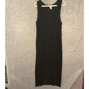Chicos Travelers Maxi Tank Dress Sz 2 US‎ 12 Black Slinky Stretch Minimalist